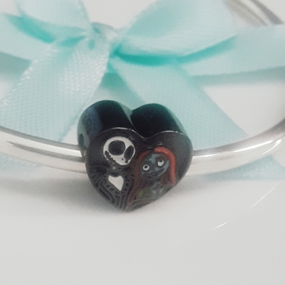 Jack Skellington & Sally Black Heart Nightmare Before Christmas charm S925 SS - Picture 8 of 8